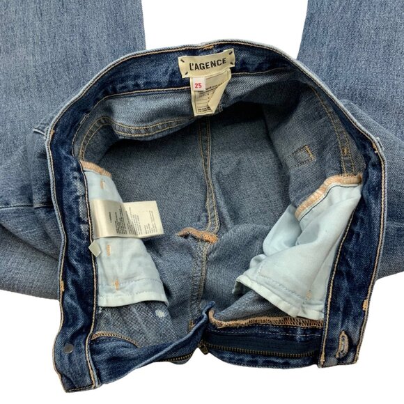 L'AGENCE Adele High Rise Crop Stovepipe Jean 25 Fallbrook Rip Knees - Picture 6 of 12